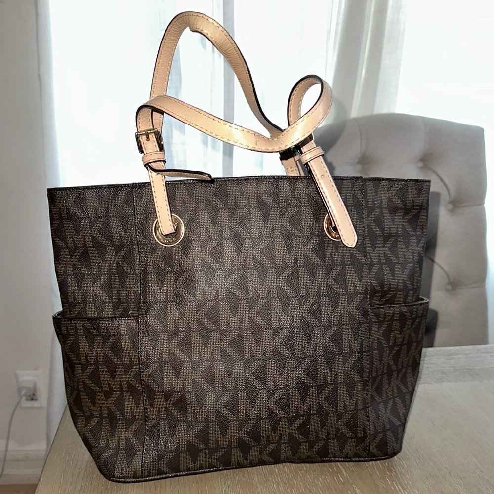 Michael Kors Brown Signature Tote with Structured Design